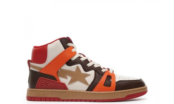 A Bathing Ape Bape Sta 93 Hi Red Orange Light Sand